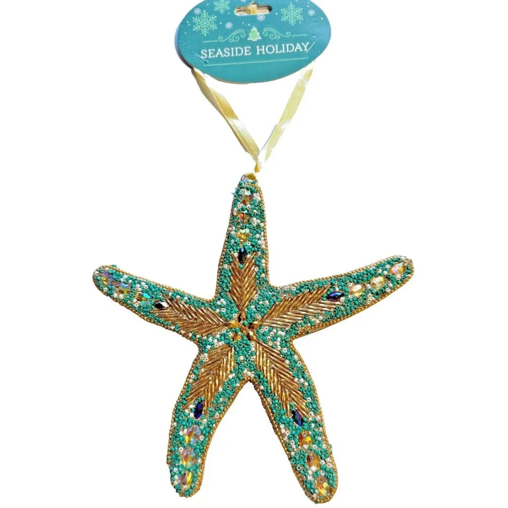 Seaside Starfish Beaded Hanging Ornament 6.5